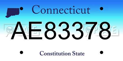 AE83378 Connecticut License Plate