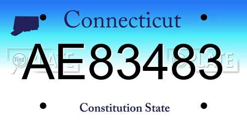 AE83483 Connecticut License Plate