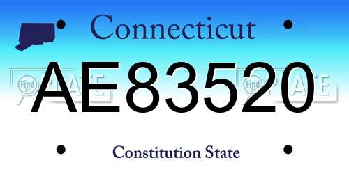 AE83520 Connecticut License Plate
