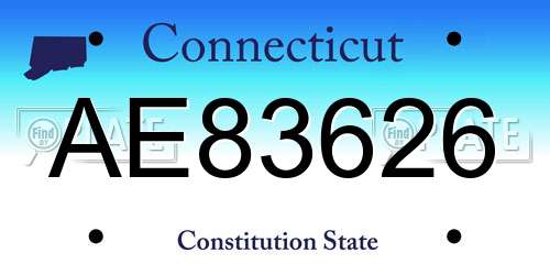 AE83626 Connecticut License Plate