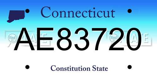 AE83720 Connecticut License Plate