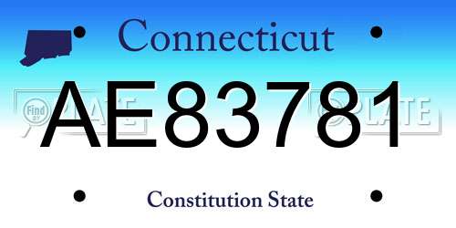 AE83781 Connecticut License Plate