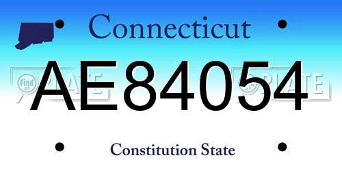 AE84054 Connecticut License Plate