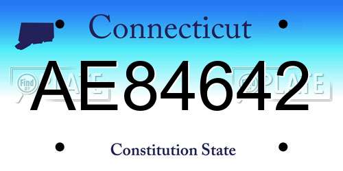 AE84642 Connecticut License Plate