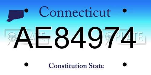 AE84974 Connecticut License Plate