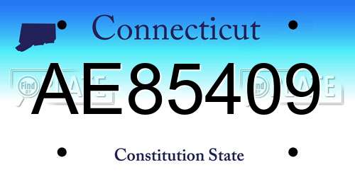 AE85409 Connecticut License Plate