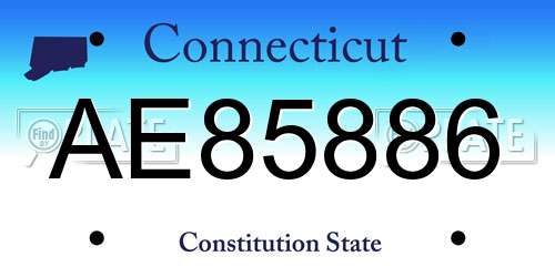 AE85886 Connecticut License Plate