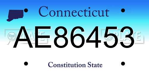 AE86453 Connecticut License Plate