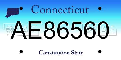 AE86560 Connecticut License Plate