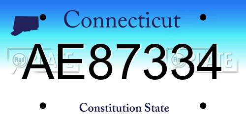 AE87334 Connecticut License Plate