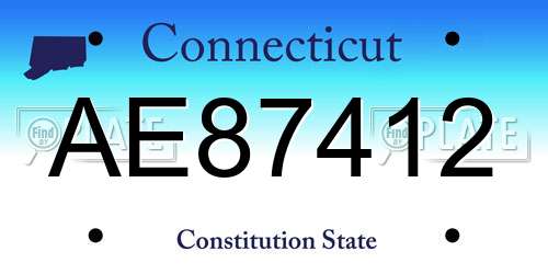 AE87412 Connecticut License Plate