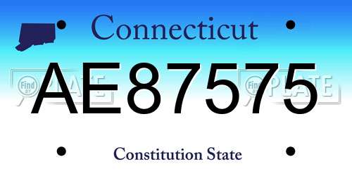 AE87575 Connecticut License Plate