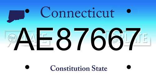 AE87667 Connecticut License Plate