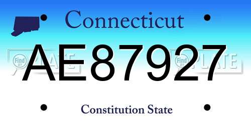 AE87927 Connecticut License Plate
