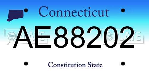 AE88202 Connecticut License Plate