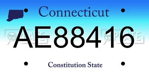 AE88416 Connecticut License Plate