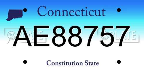 AE88757 Connecticut License Plate