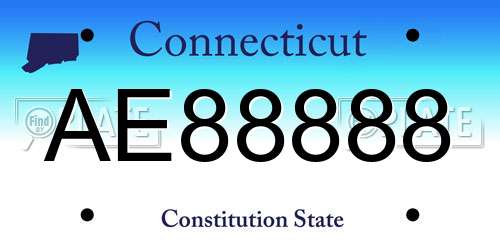 AE88888 Connecticut License Plate