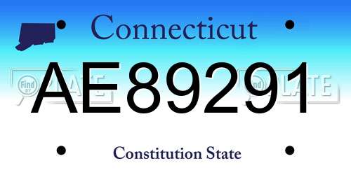 AE89291 Connecticut License Plate