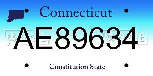 AE89634 Connecticut License Plate
