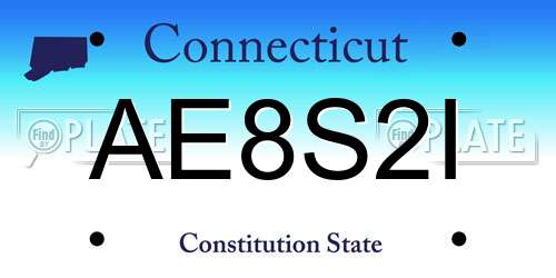 AE8S2I Connecticut License Plate