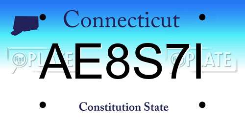 AE8S7I Connecticut License Plate