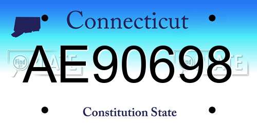 AE90698 Connecticut License Plate