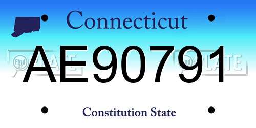 AE90791 Connecticut License Plate