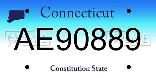 AE90889 Connecticut License Plate