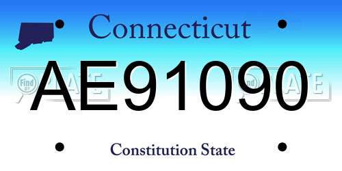 AE91090 Connecticut License Plate