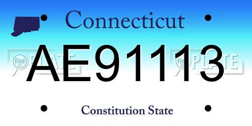 AE91113 Connecticut License Plate