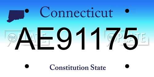AE91175 Connecticut License Plate