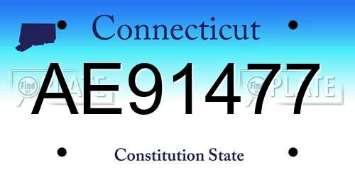 AE91477 Connecticut License Plate