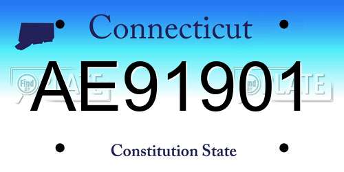 AE91901 Connecticut License Plate