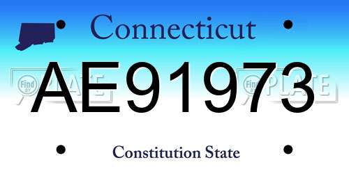 AE91973 Connecticut License Plate