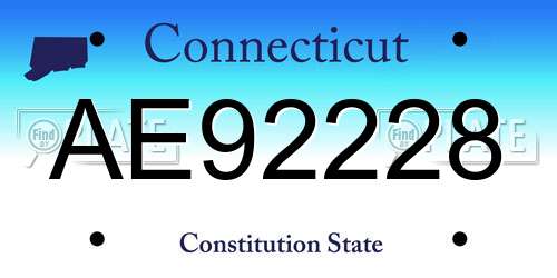 AE92228 Connecticut License Plate