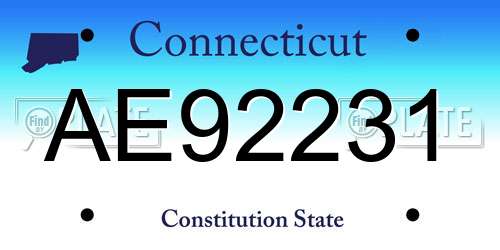 AE92231 Connecticut License Plate