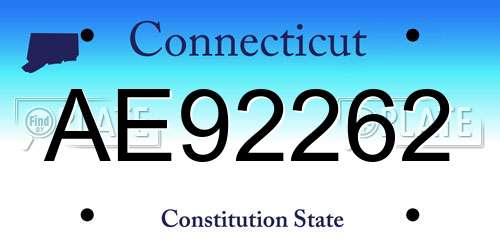 AE92262 Connecticut License Plate