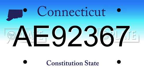 AE92367 Connecticut License Plate