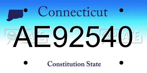 AE92540 Connecticut License Plate