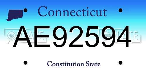 AE92594 Connecticut License Plate