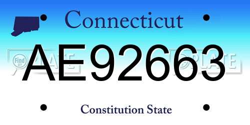 AE92663 Connecticut License Plate