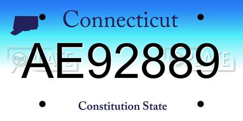 AE92889 Connecticut License Plate