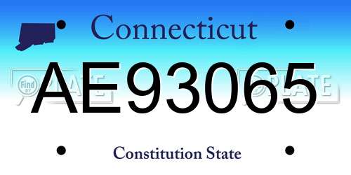 AE93065 Connecticut License Plate