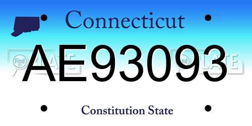 AE93093 Connecticut License Plate