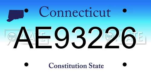 AE93226 Connecticut License Plate