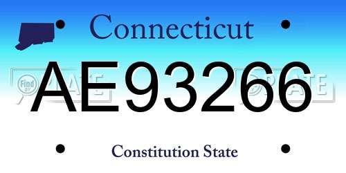 AE93266 Connecticut License Plate