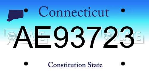 AE93723 Connecticut License Plate