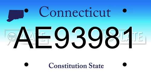 AE93981 Connecticut License Plate