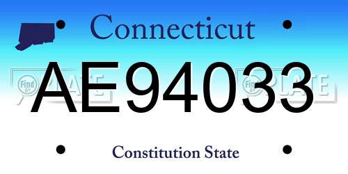 AE94033 Connecticut License Plate